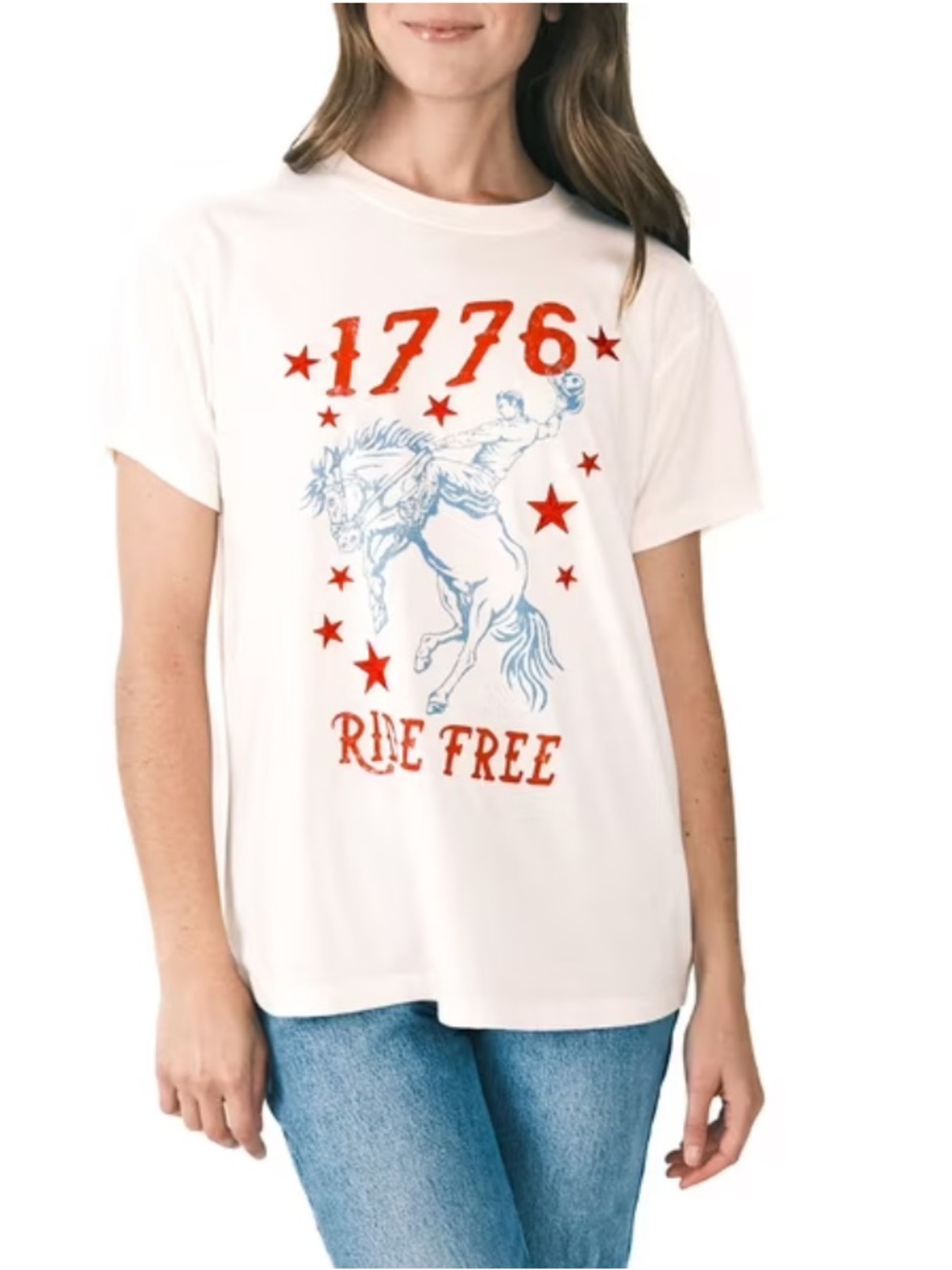 White '1776 Ride Free' Graphic Tee